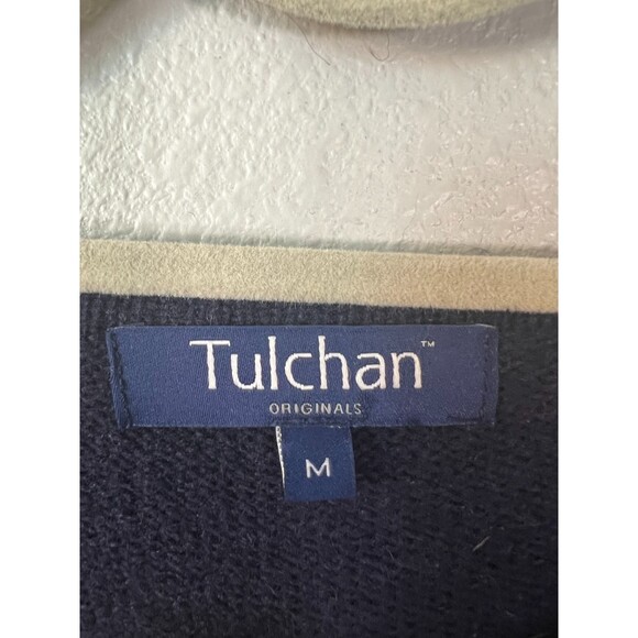 Tulchan 100% Lambswool Navy Embroidered Fall Cardigan Sweater Women's Medium - Picture 4 of 7